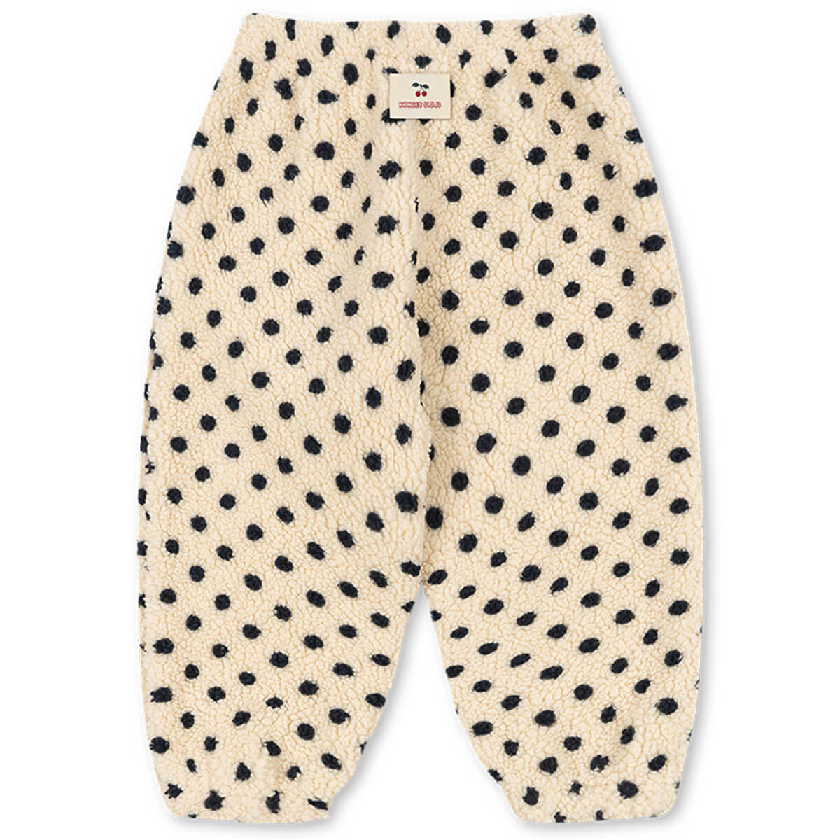 Pantalon de survêtement en polaire à pois jaunes en polyester recyclé, avec taille élastique pour enfants de crèche et de maternelle