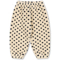 Pantalon de survêtement en polaire à pois jaunes en polyester recyclé, avec taille élastique pour enfants de crèche et de maternelle