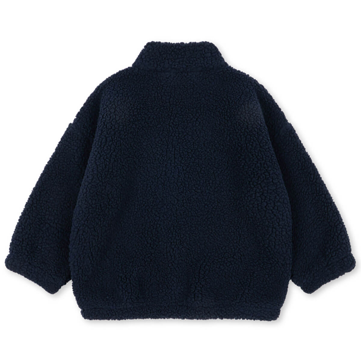 Veste en molleton polaire uni bleu marine foncé avec col montant et zip intégral pour enfant, saison de transition