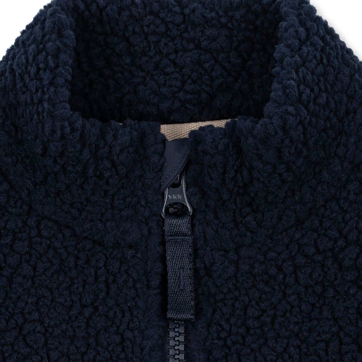 Veste en molleton polaire uni bleu marine foncé avec col montant et zip intégral pour enfant, saison de transition
