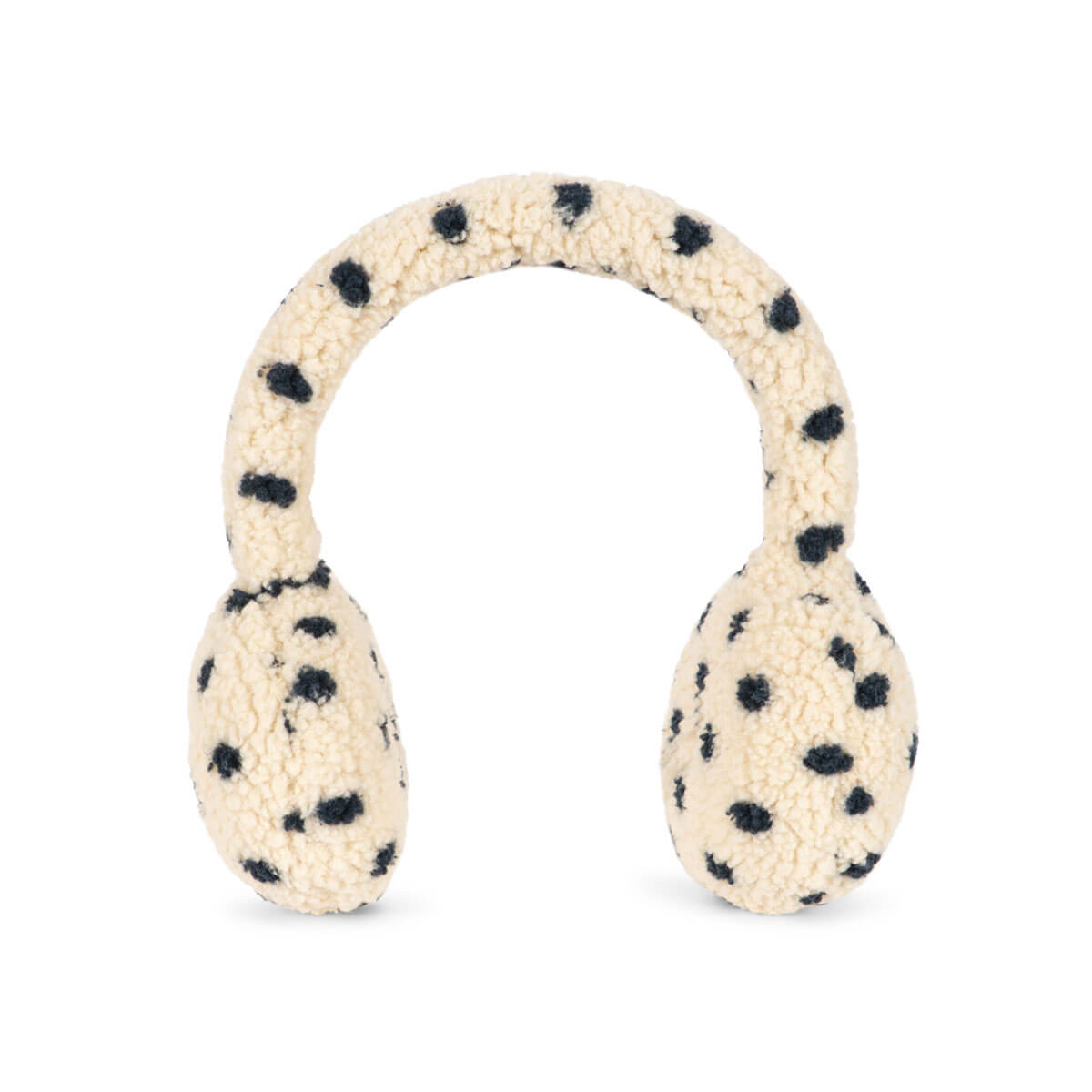 Cache-oreilles en polyester recyclé à imprimé pois jaunes avec bandeau réglable pour garder les enfants au chaud en hiver