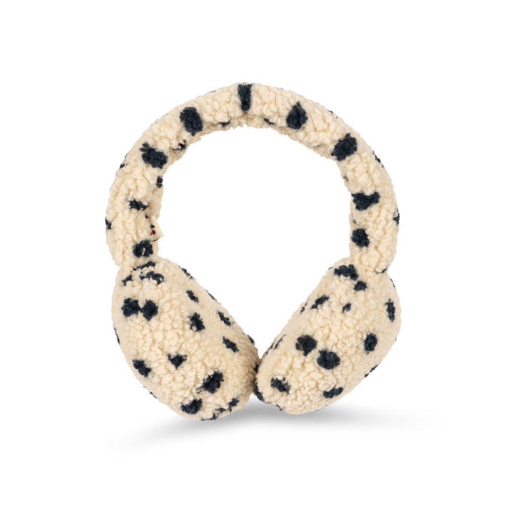 Cache-oreilles en polyester recyclé à imprimé pois jaunes avec bandeau réglable pour garder les enfants au chaud en hiver