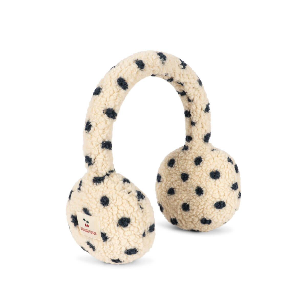 Cache-oreilles en polyester recyclé à imprimé pois jaunes avec bandeau réglable pour garder les enfants au chaud en hiver