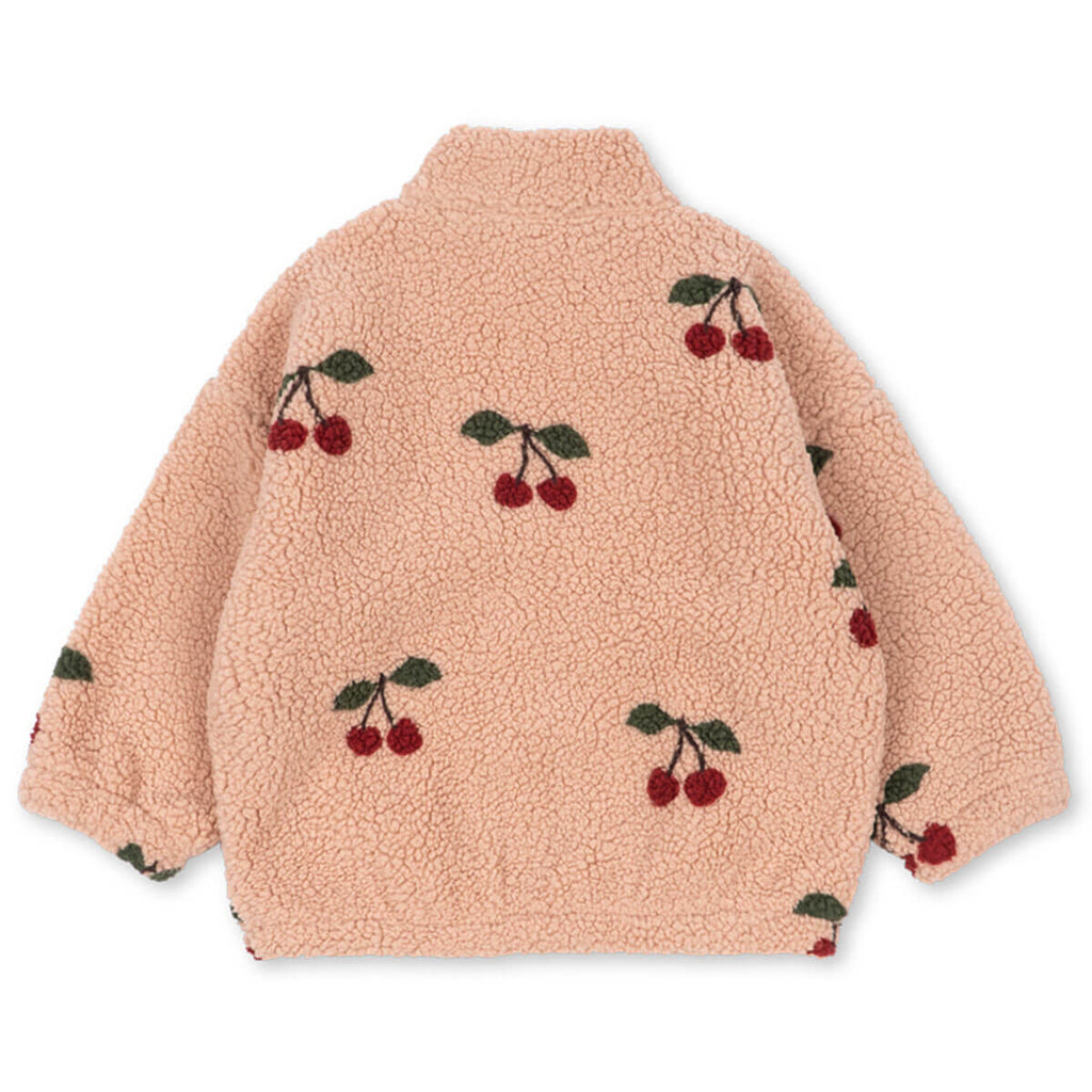 Veste polaire rose fleurie à col montant et fermeture éclair intégrale pour enfant, idéale mi-saison