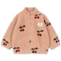 Veste polaire rose fleurie à col montant et fermeture éclair intégrale pour enfant, idéale mi-saison