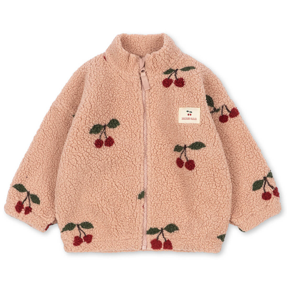 Veste polaire rose fleurie à col montant et fermeture éclair intégrale pour enfant, idéale mi-saison