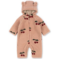 Combinaison Pyjama Polaire Bébé Rose Floral à Capuche avec Fermeture Éclair Intégrale et Doublure Polaire pour Sieste en Poussette