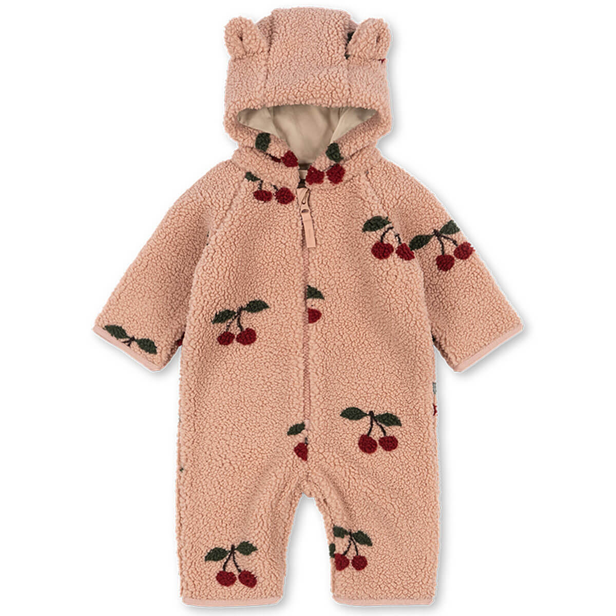 Combinaison Pyjama Polaire Bébé Rose Floral à Capuche avec Fermeture Éclair Intégrale et Doublure Polaire pour Sieste en Poussette