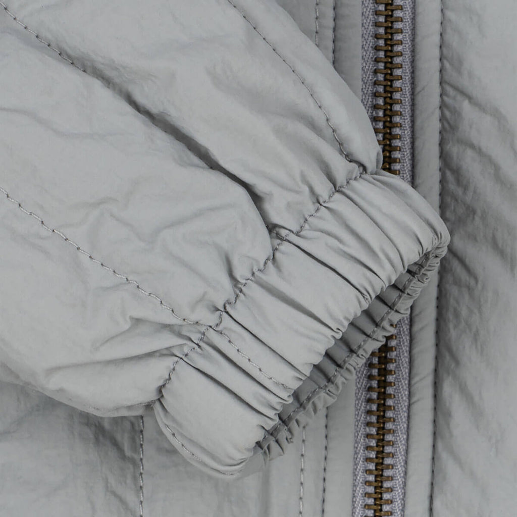 Blouson bomber en nylon gris clair à imprimé cygne avec rembourrage en polyester et fermeture zippée pour enfants