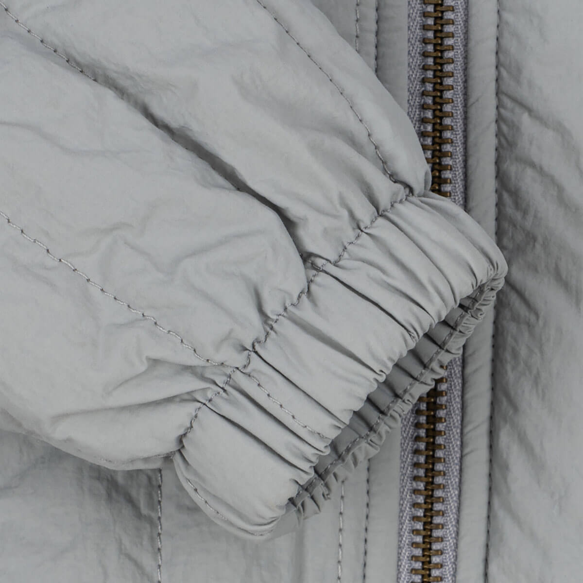 Blouson bomber en nylon gris clair à imprimé cygne avec rembourrage en polyester et fermeture zippée pour enfants
