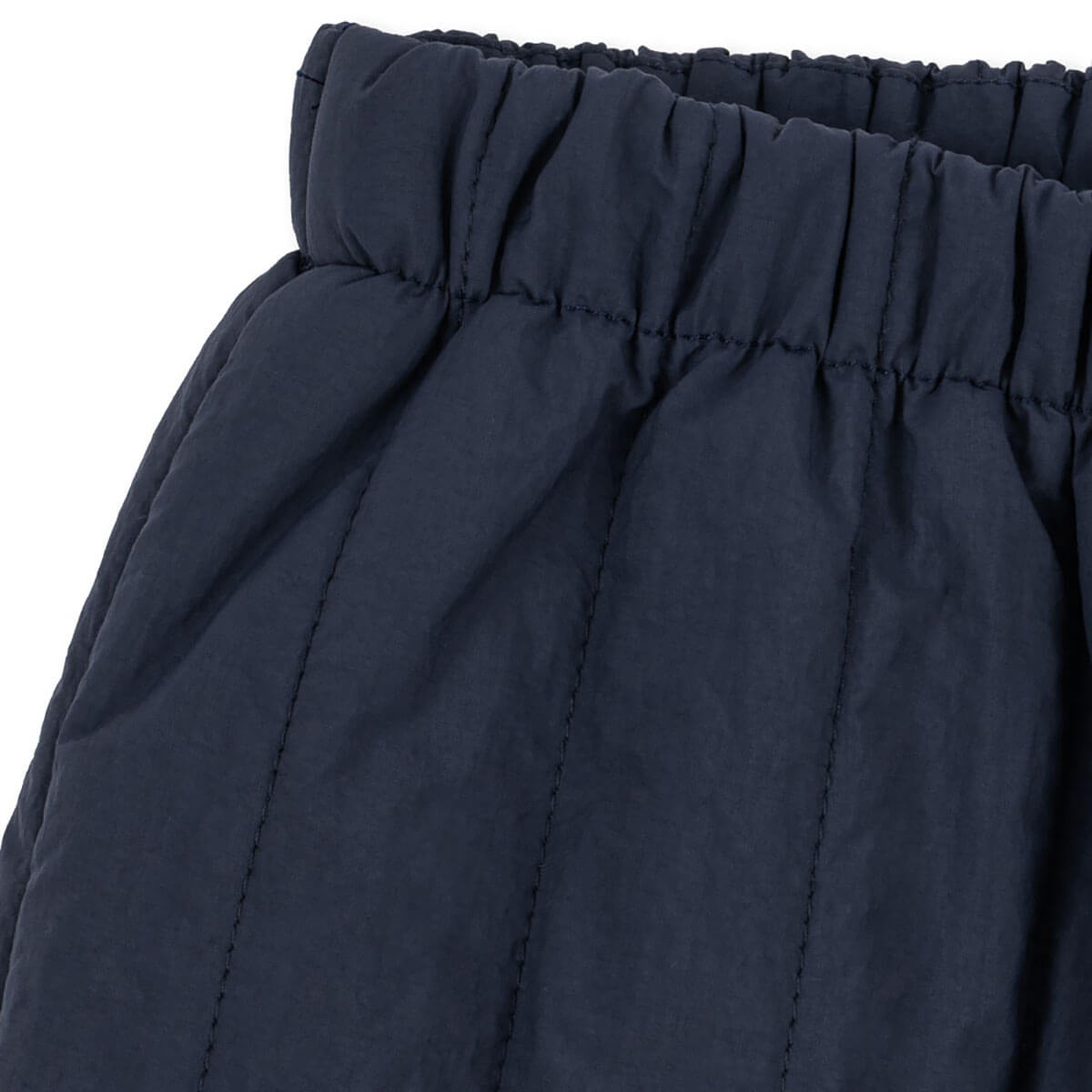 Pantalon matelassé en nylon marine foncé résistant au vent avec taille élastique et guêtres tempête pour enfants (vêtements d'extérieur)