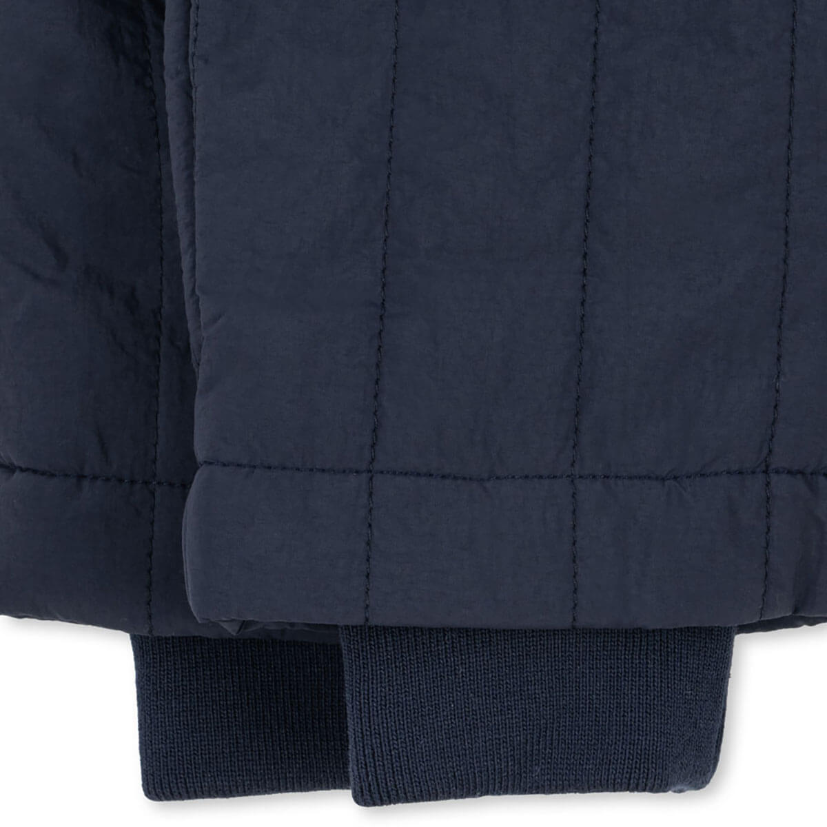 Pantalon matelassé en nylon marine foncé résistant au vent avec taille élastique et guêtres tempête pour enfants (vêtements d'extérieur)