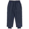 Pantalon matelassé en nylon marine foncé résistant au vent avec taille élastique et guêtres tempête pour enfants (vêtements d'extérieur)