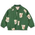 Blouson bomber en nylon imprimé à pois verts avec rembourrage en polyester et finition coupe-vent pour enfant