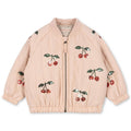 Blouson aviateur en nylon rose à sequins au dos avec rembourrage en polyester et finition coupe-vent pour enfants