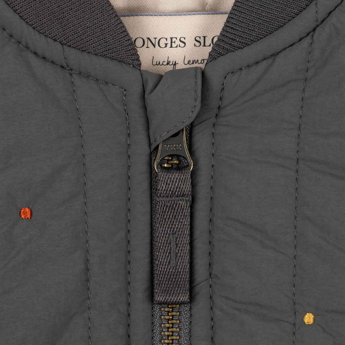 Blouson bomber en nylon gris foncé à dos sequin avec rembourrage en polyester et finition coupe-vent pour vêtements d'extérieur pour enfants