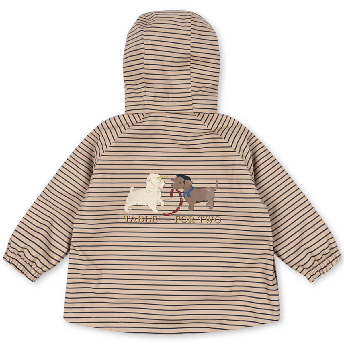 Veste de pluie en PU imperméable à rayures marines avec imprimé chien, capuche détachable et coutures thermosoudées pour le quotidien des enfants