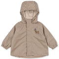 Veste de pluie en PU imperméable à rayures marines avec imprimé chien, capuche détachable et coutures thermosoudées pour le quotidien des enfants