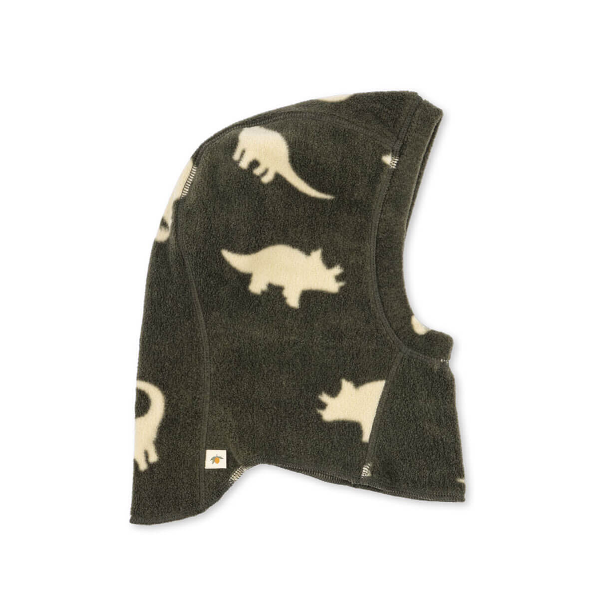 Passe-montagne en polaire de polyester recyclé Silhouette dinosaure sarcelle, coupe ajustée pour les jours froids des enfants