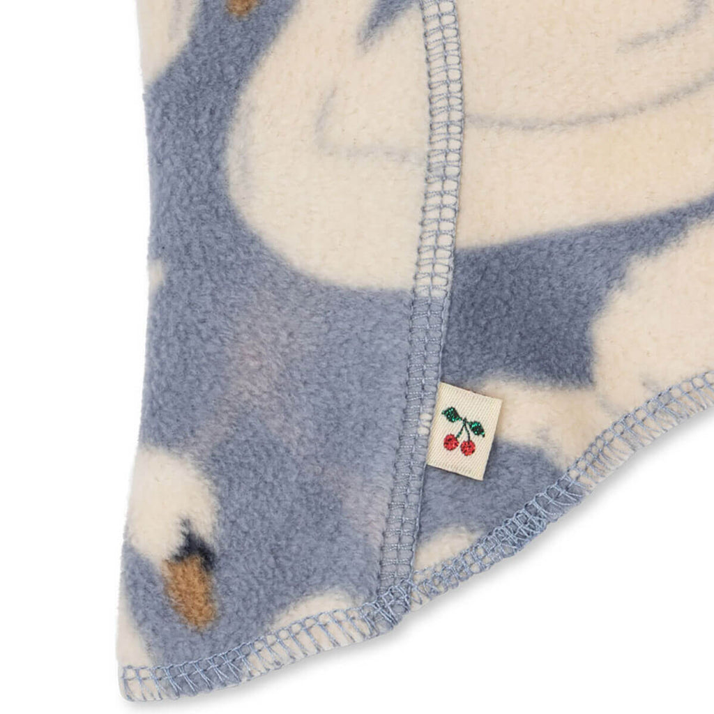 Cagoule imprimée en polaire de polyester recyclé, coupe ajustée pour les enfants par temps froid