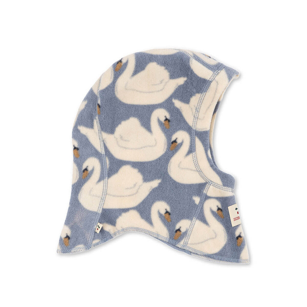 Cagoule imprimée en polaire de polyester recyclé, coupe ajustée pour les enfants par temps froid