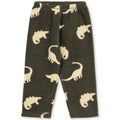 Pantalon en polaire recyclée à coupe droite, motif dinosaure vert, taille élastique pour enfant