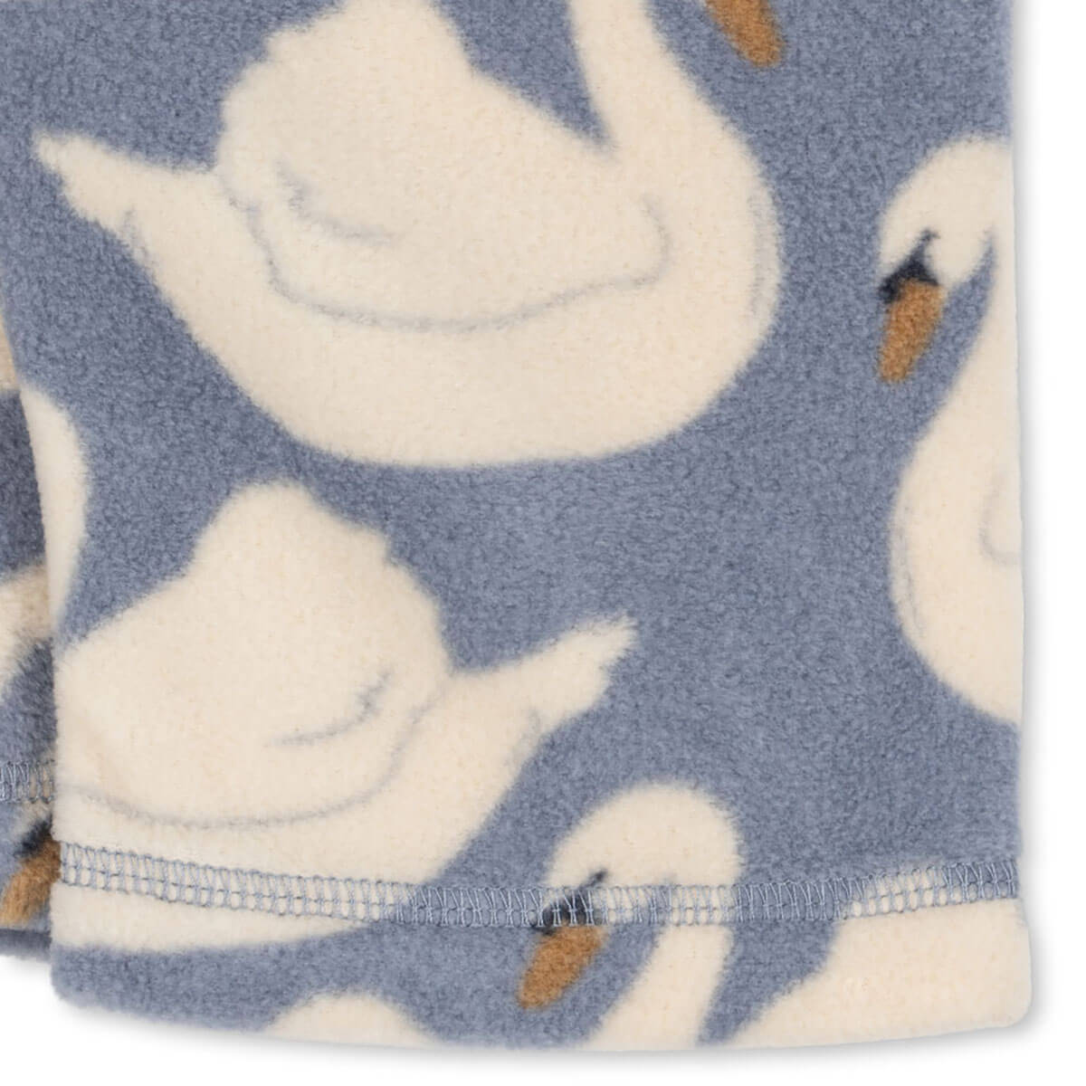 Pantalon droit en molleton recyclé imprimé cygne blanc avec taille élastique pour enfant, à porter en superposition.
