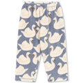 Pantalon droit en molleton recyclé imprimé cygne blanc avec taille élastique pour enfant, à porter en superposition.