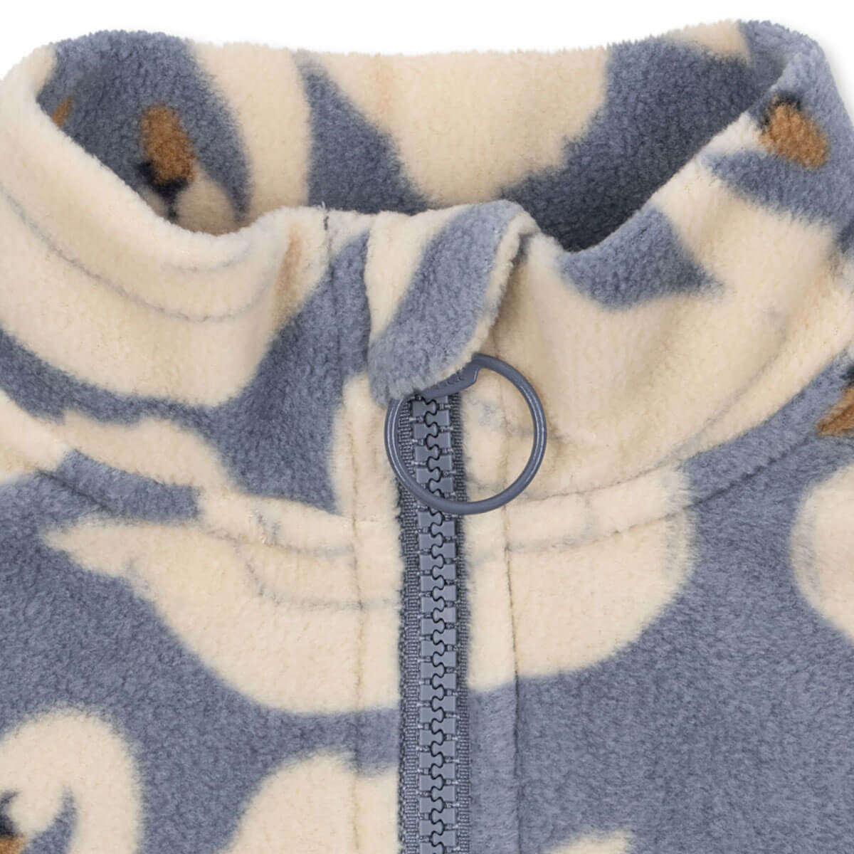 Sweat-shirt zippé en polaire recyclée à imprimé cygne avec col montant pour enfants, idéal pour les superpositions par temps froid.