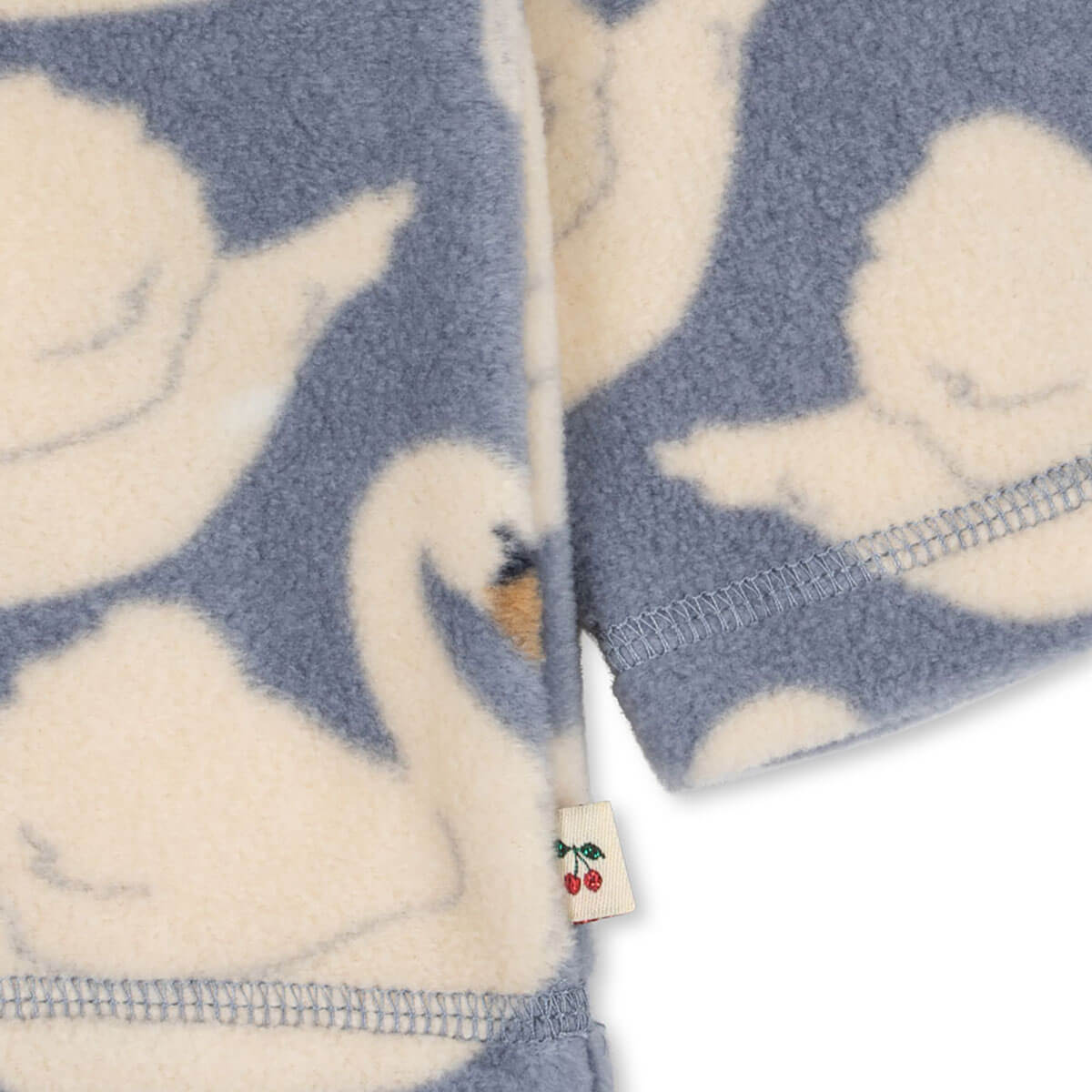 Sweat-shirt zippé en polaire recyclée à imprimé cygne avec col montant pour enfants, idéal pour les superpositions par temps froid.