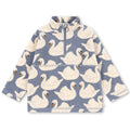 Sweat-shirt zippé en polaire recyclée à imprimé cygne avec col montant pour enfants, idéal pour les superpositions par temps froid.