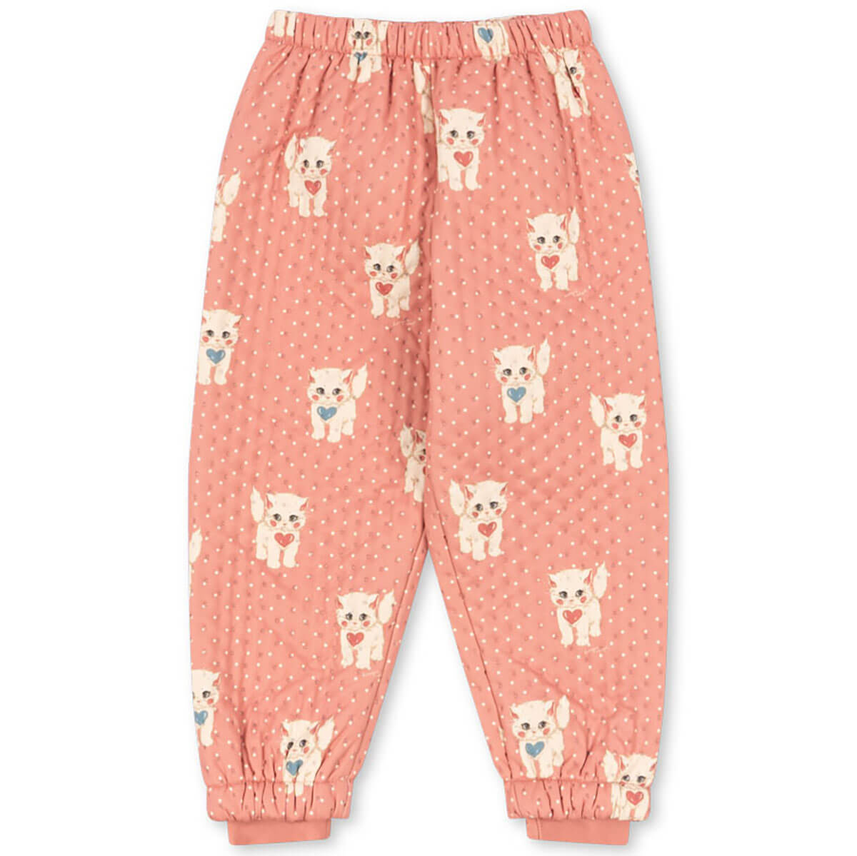 Pantalon thermo doublé polaire recyclée à imprimé chat Rose avec taille élastique pour enfants en crèche et à l'école
