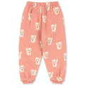Pantalon thermo doublé polaire recyclée à imprimé chat Rose avec taille élastique pour enfants en crèche et à l'école