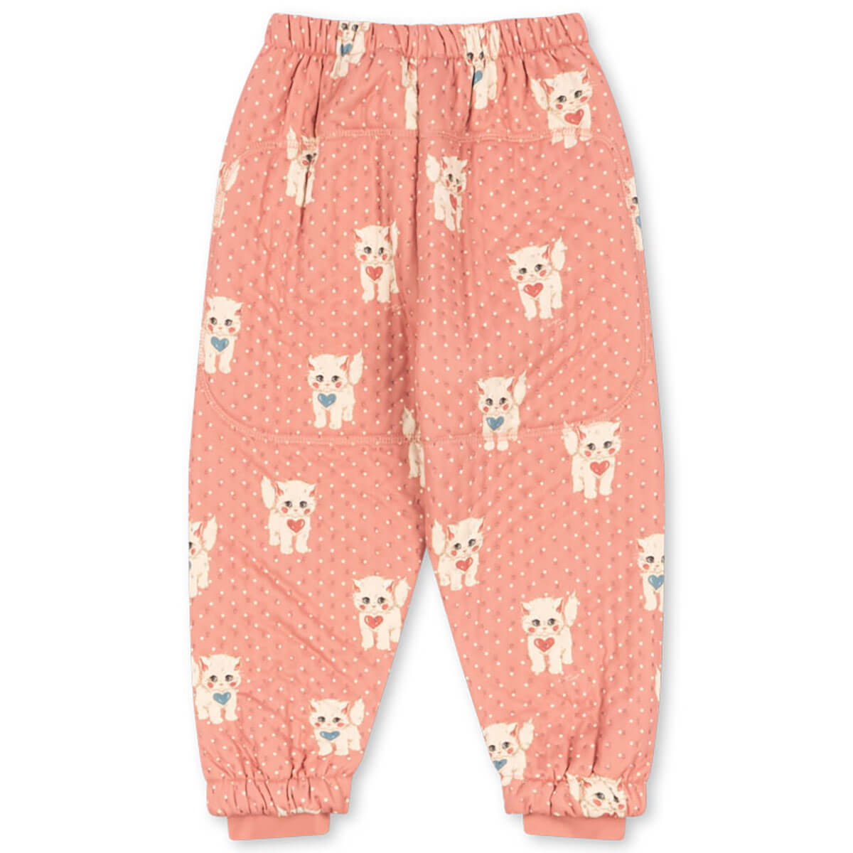 Pantalon thermo doublé polaire recyclée à imprimé chat Rose avec taille élastique pour enfants en crèche et à l'école