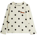 T-shirt à manches longues en coton biologique à pois blancs cassés imprimé chien avec coupe extensible pour enfants - Tenue décontractée