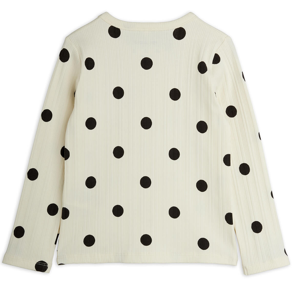 T-shirt à manches longues en coton biologique à pois blancs cassés imprimé chien avec coupe extensible pour enfants - Tenue décontractée