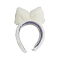 Bandeau en fausse fourrure et nœud blanc cassé avec doublure douce pour le style hivernal des enfants
