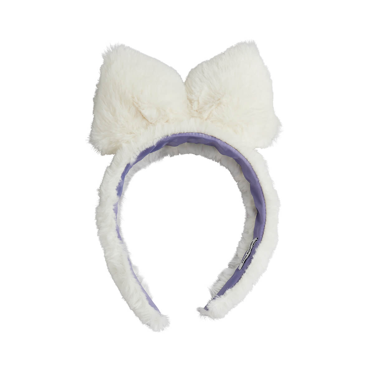 Bandeau en fausse fourrure et nœud blanc cassé avec doublure douce pour le style hivernal des enfants