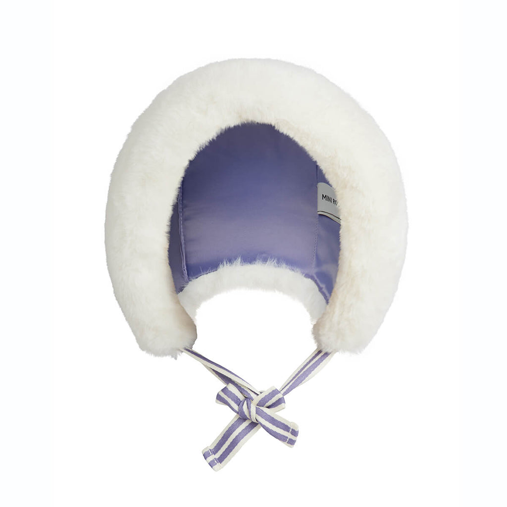 Chapeau Pliable en Fausse Fourrure Écru avec Attache Menton et Doublure Polaire pour Aventures Hivernales des Enfants