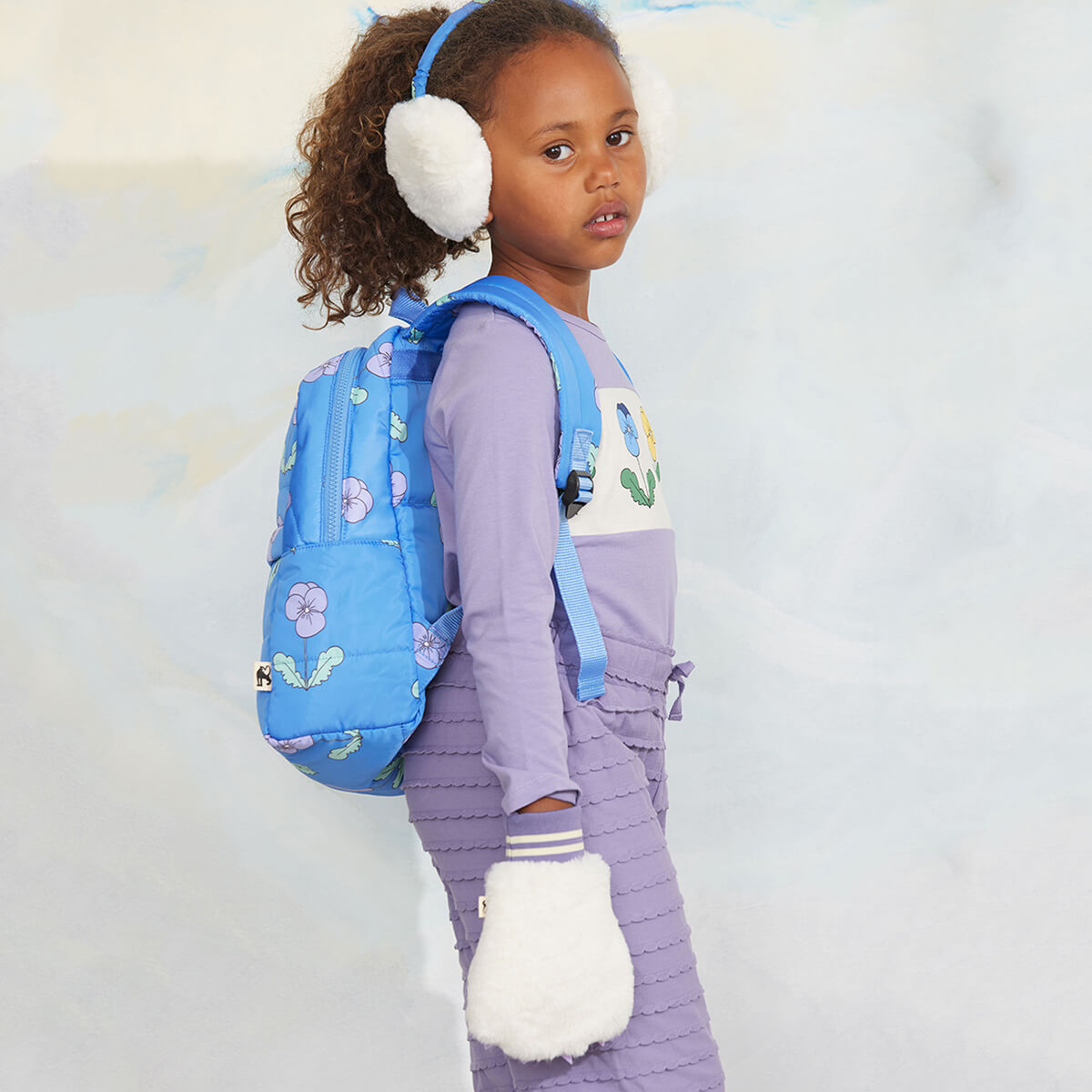 Mitaines en fausse fourrure avec appliqués et poignets côtelés pour enfants par temps froid