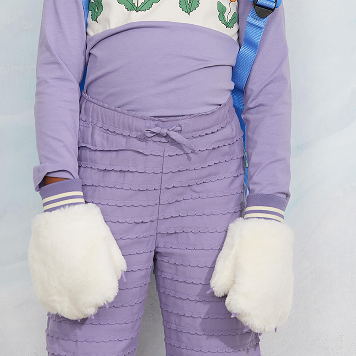 Mitaines en fausse fourrure avec appliqués et poignets côtelés pour enfants par temps froid