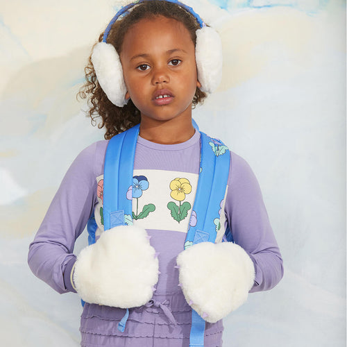 Mitaines en fausse fourrure avec appliqués et poignets côtelés pour enfants par temps froid
