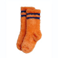 Chaussettes moelleuses en polyester recyclé à rayures orange pour enfants, douces et confortables toute la journée