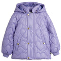 Doudoune matelassée en polyester recyclé à imprimé cœur violet avec capuche amovible pour enfant - Hiver