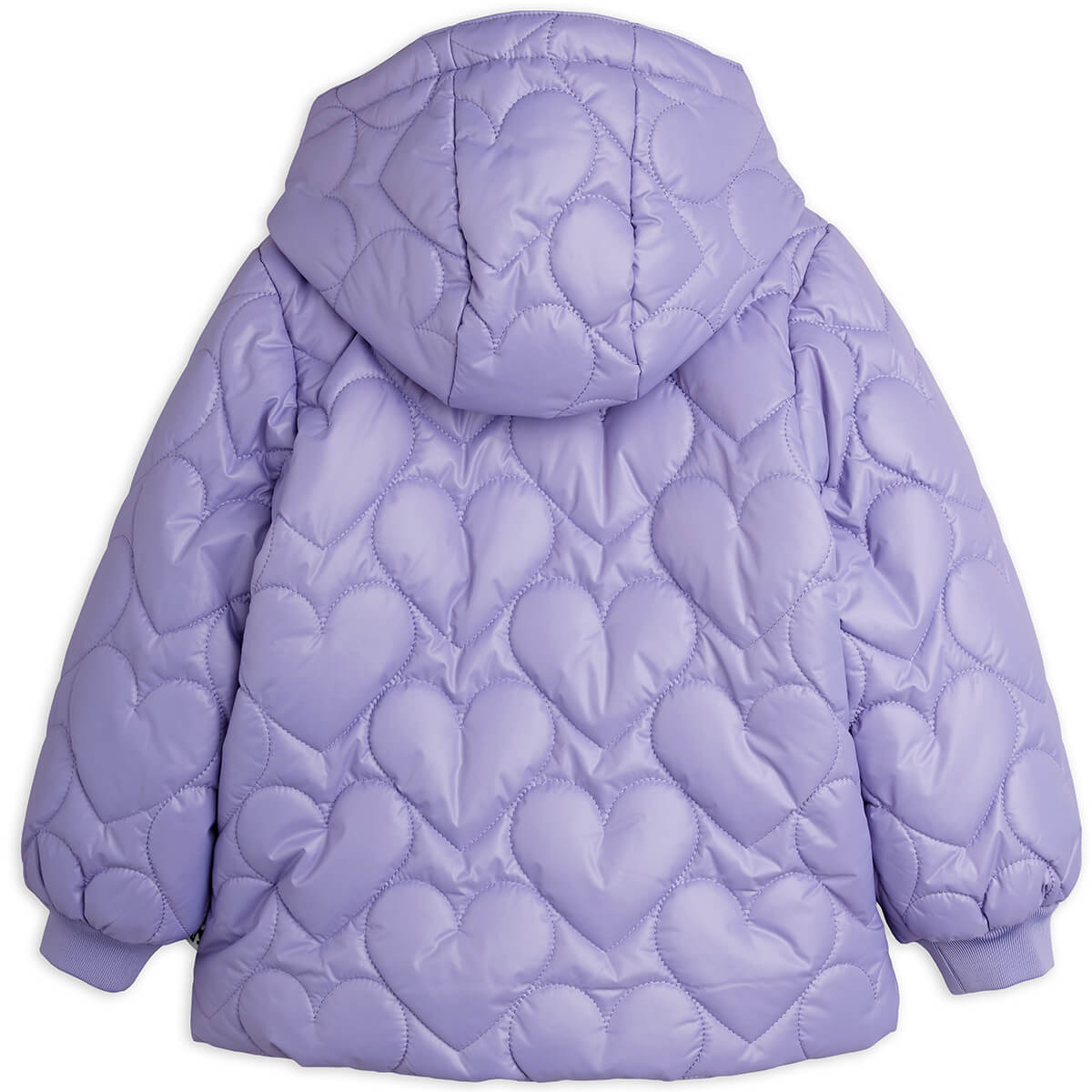 Doudoune matelassée en polyester recyclé à imprimé cœur violet avec capuche amovible pour enfant - Hiver