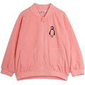 Veste micro-polaire rose Pingouin brodée avec fermeture éclair et poches pour enfants Chaleur douillette