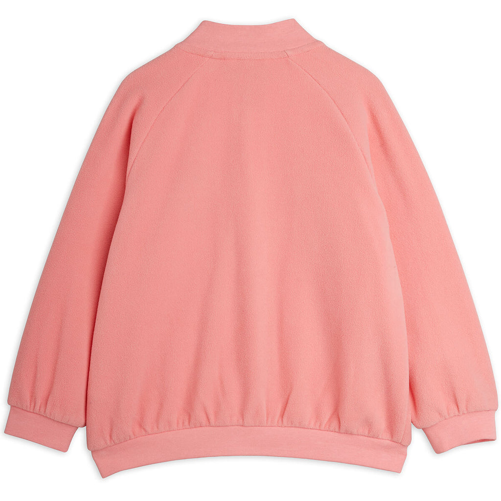 Veste micro-polaire rose Pingouin brodée avec fermeture éclair et poches pour enfants Chaleur douillette