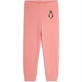 Pantalon en micropolaire brodé Pingouin rose avec taille et chevilles élastiques pour les journées douillettes des enfants
