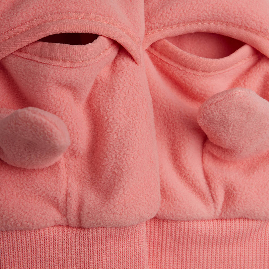 Mouffles Micro-Polaire Brodés Pingouin Rose avec Poignets Côtelés pour Enfants Hiver