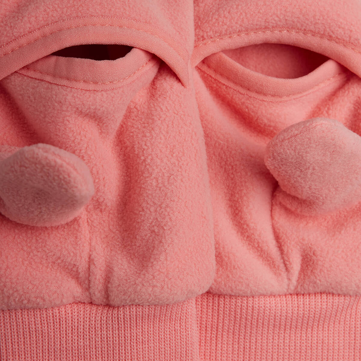 Mouffles Micro-Polaire Brodés Pingouin Rose avec Poignets Côtelés pour Enfants Hiver